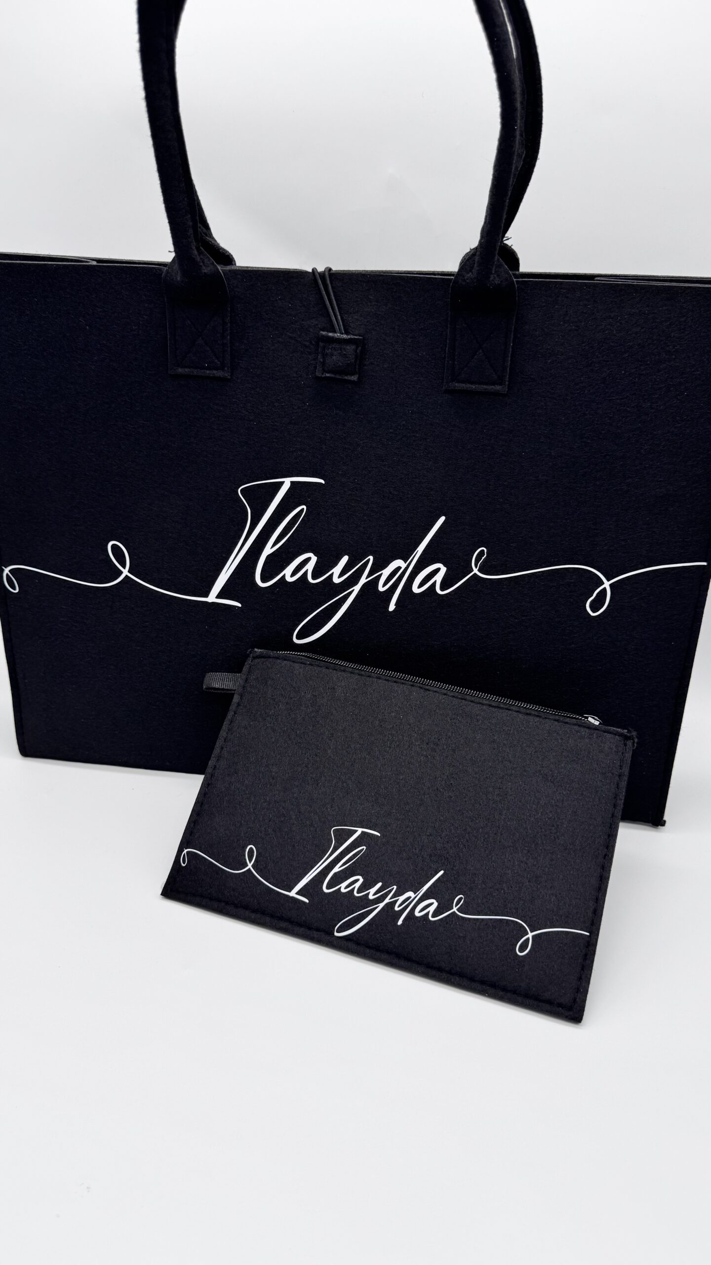 Personalisierte Filztasche mit Name – schlicht & stilvoll